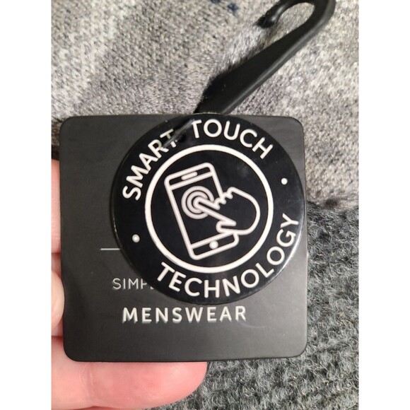 NEW Mens Simply Noelle Smart Touch Technology Gloves Gray Stripe Winter - Picture 3 of 6